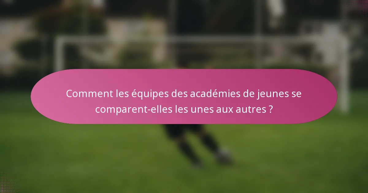 Comment les équipes des académies de jeunes se comparent-elles les unes aux autres ?