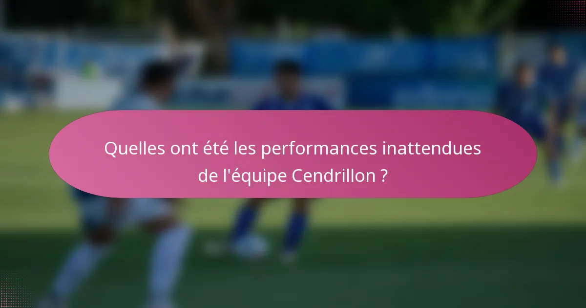 Quelles ont été les performances inattendues de l'équipe Cendrillon ?