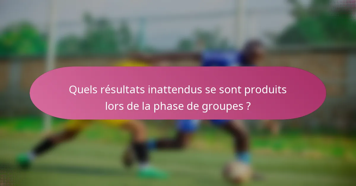 Quels résultats inattendus se sont produits lors de la phase de groupes ?