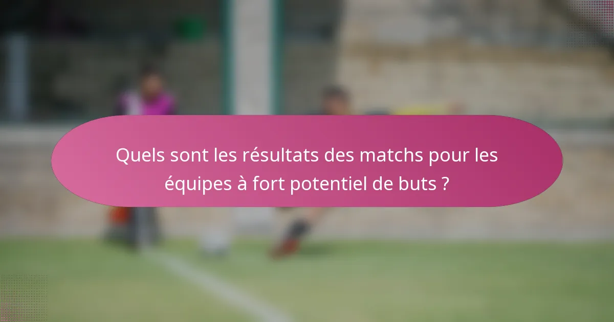 Quels sont les résultats des matchs pour les équipes à fort potentiel de buts ?