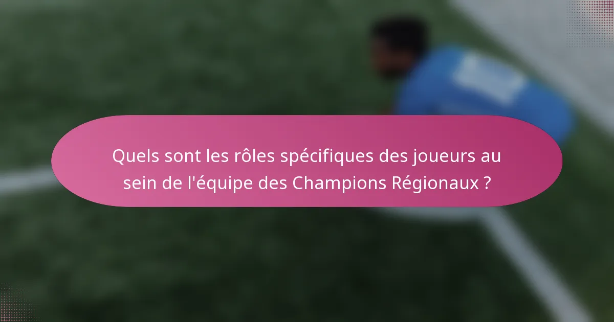 Quels sont les rôles spécifiques des joueurs au sein de l'équipe des Champions Régionaux ?
